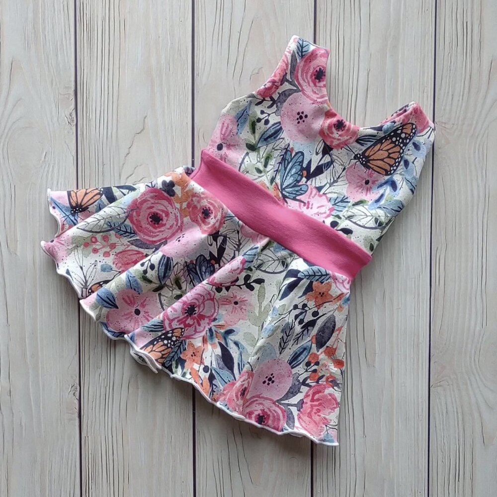 NEW! Pink Floral + Butterflies Sleeveless Dress/Top | 3-6 MONTHS